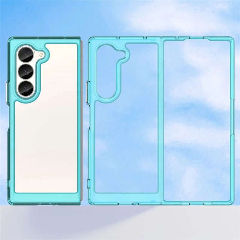 For Samsung Galaxy Z Fold6 5G Case Protective TPU+Acrylic Phone Mobile Parts   - Transparent Blue