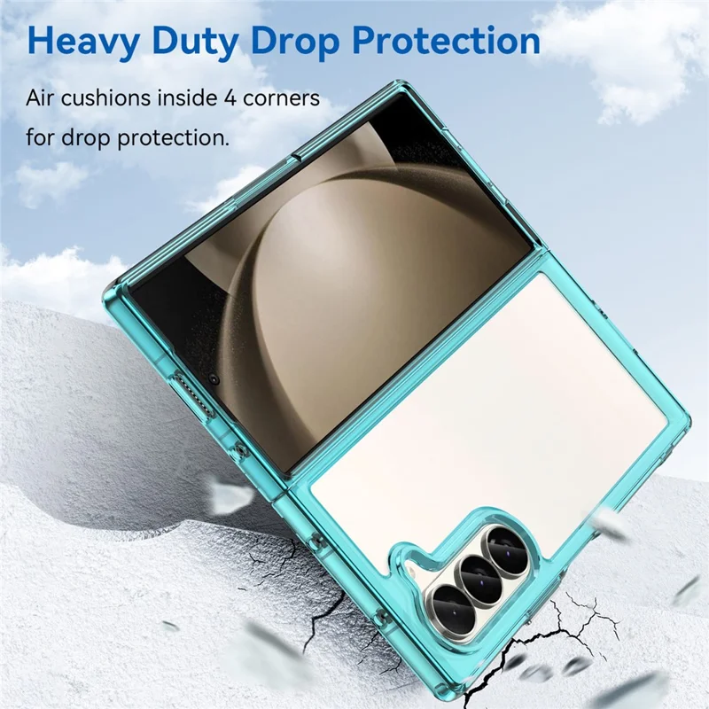For Samsung Galaxy Z Fold6 5G Case Protective TPU+Acrylic Phone Mobile Parts   - Transparent Blue
