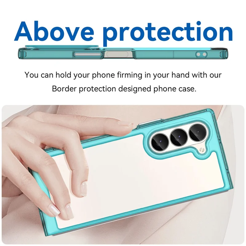 For Samsung Galaxy Z Fold6 5G Case Protective TPU+Acrylic Phone Mobile Parts   - Transparent Blue