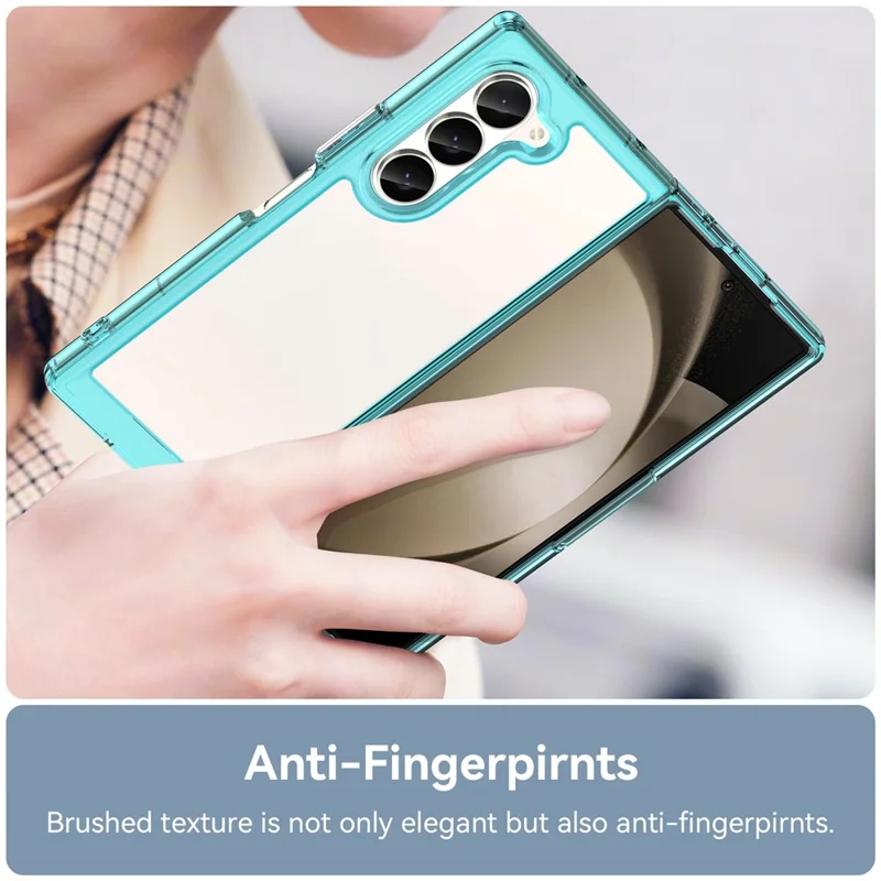 For Samsung Galaxy Z Fold6 5G Case Protective TPU+Acrylic Phone Mobile Parts   - Transparent Blue