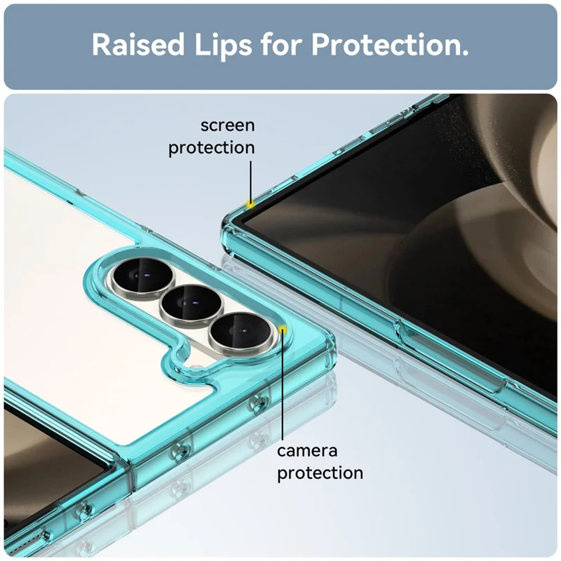 For Samsung Galaxy Z Fold6 5G Case Protective TPU+Acrylic Phone Mobile Parts   - Transparent Blue
