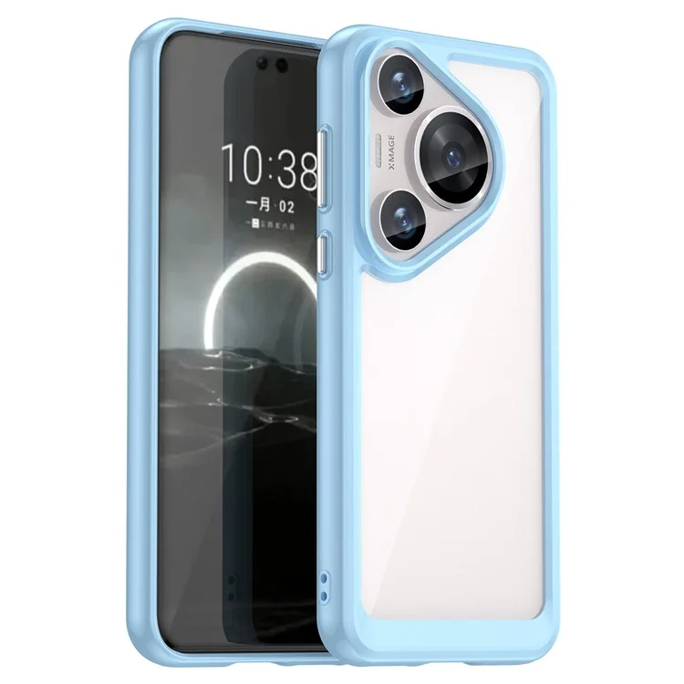 Чехол для телефона Huawei Pura 70 Pro, TPU-рамка, прозрачный акриловый ударопрочный чехол - синий