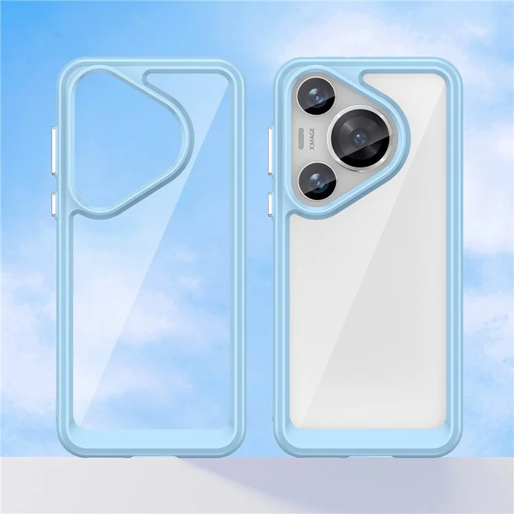 Чехол для телефона Huawei Pura 70 Pro, TPU-рамка, прозрачный акриловый ударопрочный чехол - синий