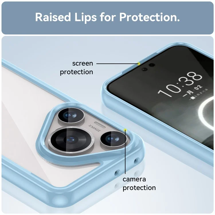 Чехол для телефона Huawei Pura 70 Pro, TPU-рамка, прозрачный акриловый ударопрочный чехол - синий