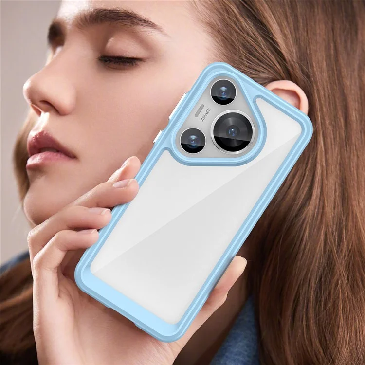 Чехол для телефона Huawei Pura 70 Pro, TPU-рамка, прозрачный акриловый ударопрочный чехол - синий