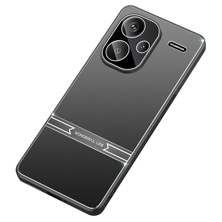 Para Xiaomi Redmi Note 13 Pro+ 5G Funda Antiarañazos de Teléfono Móvil Metal+PC+TPU Textura Mate - Negro+Negro Cepillado