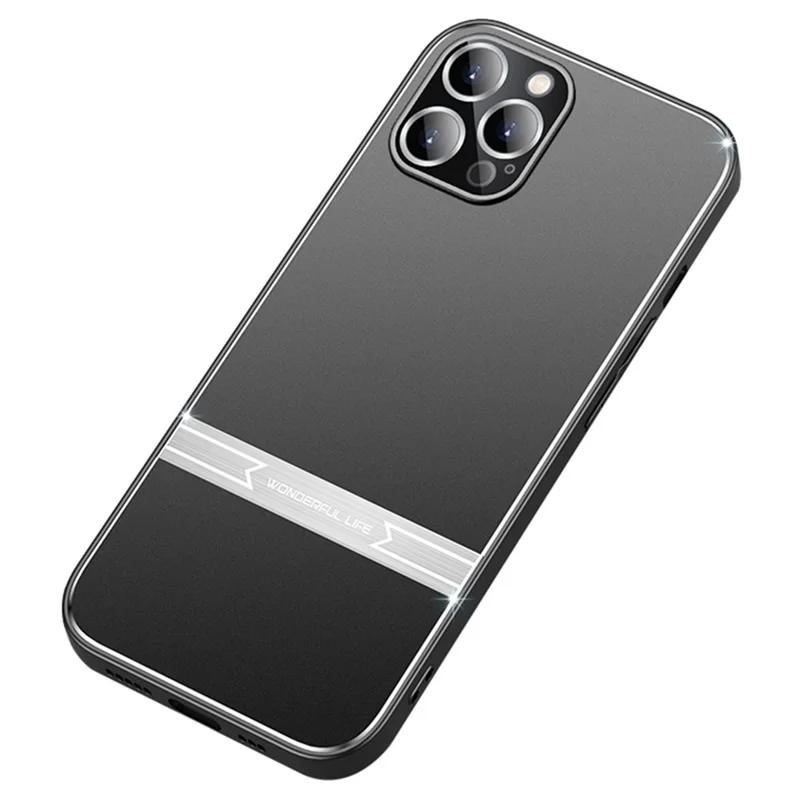 Slim-Fit Phone Case for iPhone 14 Pro Max Matte Metal+PC+TPU Phone Cover - Black+Silver