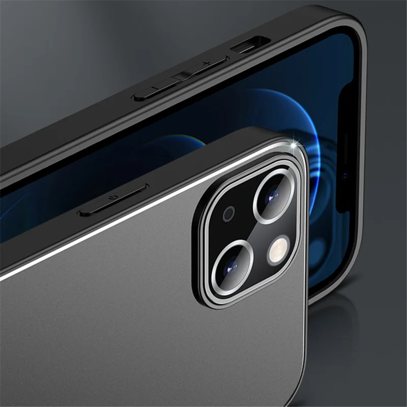 Voor iPhone 14 Matte Hoes Metalen+PC+TPU Stootvaste Mobiele Telefoonhoes - Zwart+Roze Goud