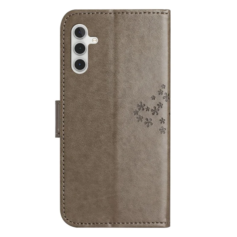 Leather Case for Samsung Galaxy M15 5G / F15 5G , Wallet Phone Cover Imprinted Owl Tree - Grey