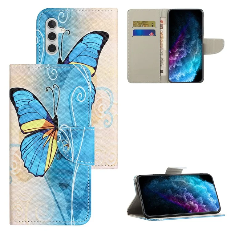 Per Samsung Galaxy M15 5G / F15 5G Pattern Printing Wallet Case PU Leather Phone Cover - Butterfly