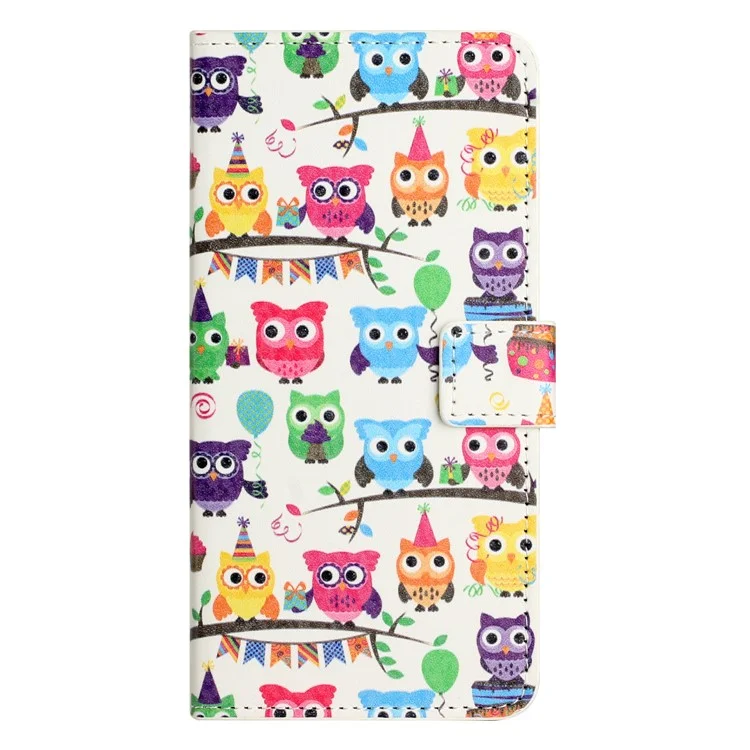 Per Samsung Galaxy M15 5G / F15 5G Custodia Flip in Pelle con Stampa a Motivi - Custodia con Portafoglio e Sticker degli Gufi