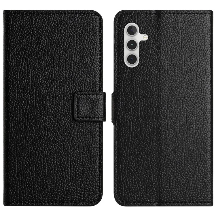 Custodia a portafoglio in pelle grana di pelle per Samsung Galaxy M15 5G / F15 5G, colore nero