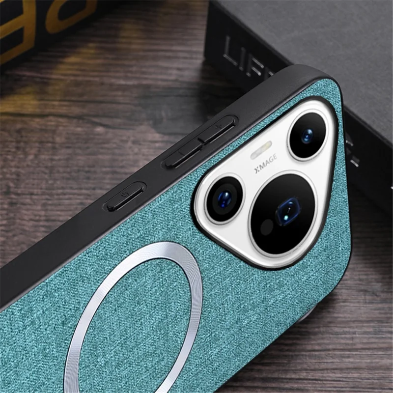 For Huawei Pura 70 Case Magnetic Case TPU+Cloth Protective Cover - Dark Green