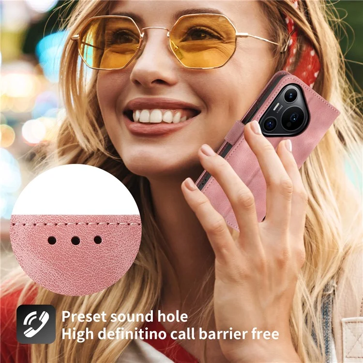 Для Huawei Pura 70 Pro / Pura 70 Pro+ Чехол для перекрестного тела с цветочным рисунком Чехол-книжка из искусственной кожи для телефона - Розовый