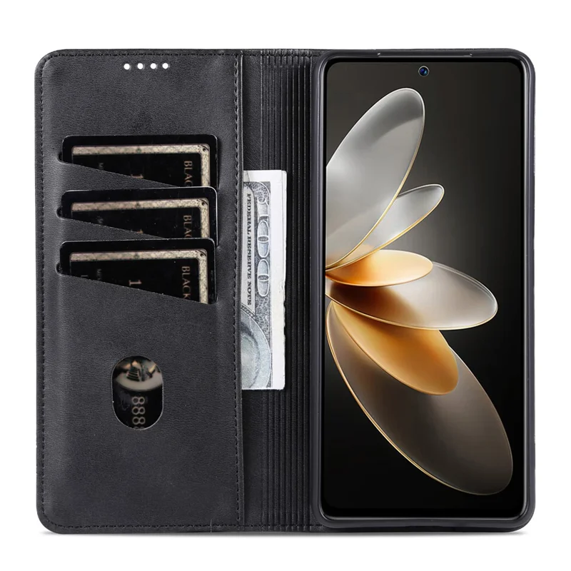 AZNS Für Huawei Pura 70 Wallet Case PU Leder Magnetischer Stoßabsorbierender Telefonschutz - Schwarz