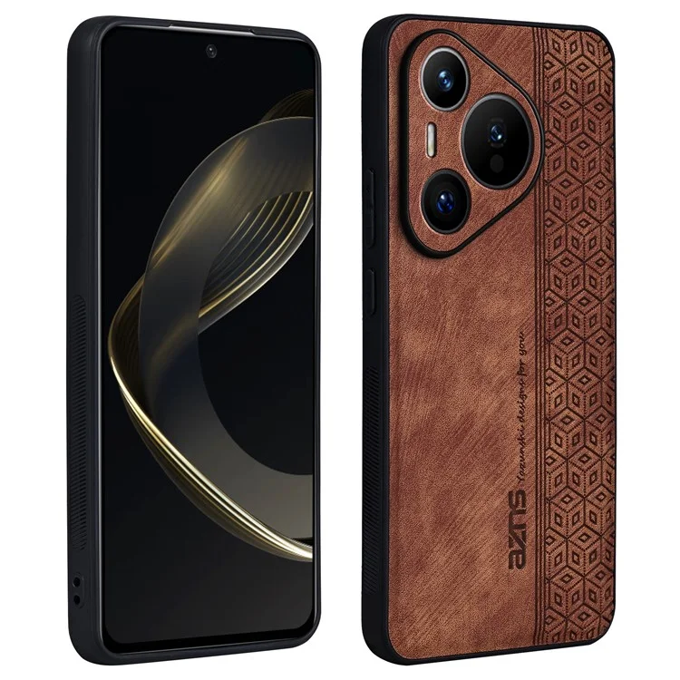 AZNS Para Huawei Pura 70 Case PU Leather+TPU Resistente a Arranhões Capa Traseira - Marrom