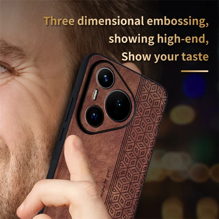 AZNS Para Huawei Pura 70 Case PU Leather+TPU Resistente a Arranhões Capa Traseira - Marrom