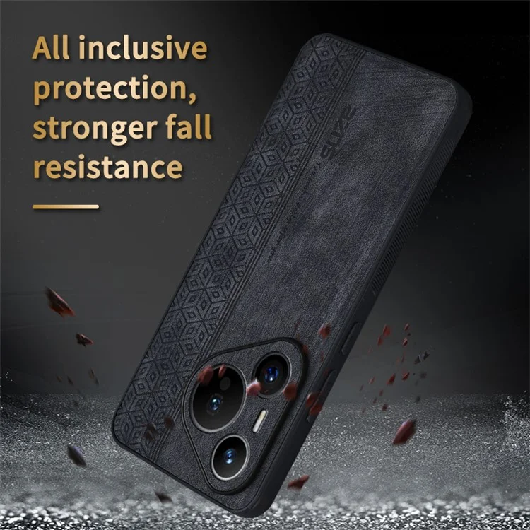 AZNS для Huawei Pura 70 Pro / Pura 70 Pro+ Чехол из искусственной кожи + ТПУ с гравированным рисунком - Коричневый