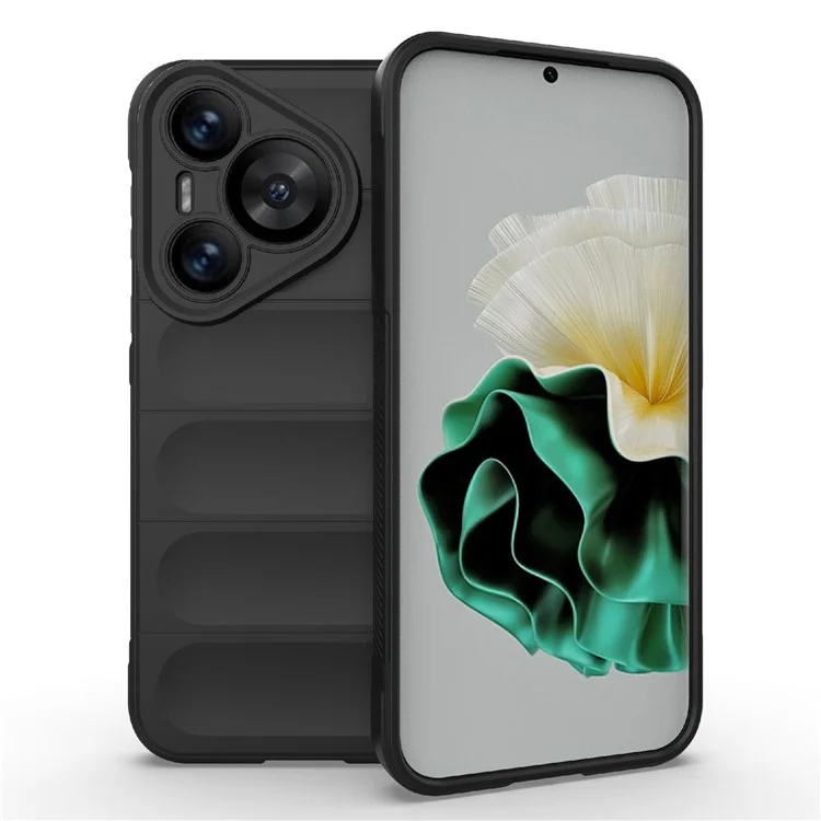 For Huawei Pura 70 Case Shock Absorption Soft TPU Phone Cover - Black