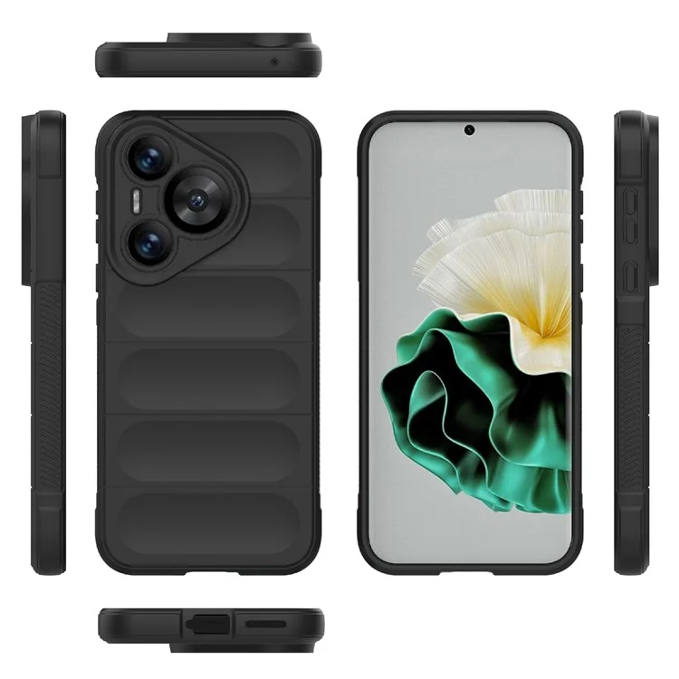 For Huawei Pura 70 Case Shock Absorption Soft TPU Phone Cover - Black