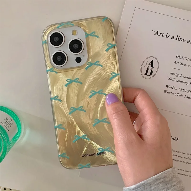 For iPhone 15 Pro Case Dual-layer IMD Pattern Phone Shell Shockproof Cell Phone Cover - Yellow+Green Butterfly