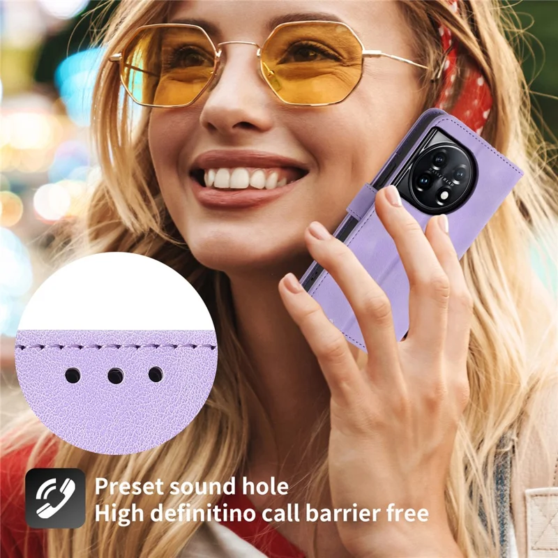 Per OnePlus Nord CE4 5G Custodia in Pelle Wallet Cover Telefonica con Cinturino per Polso e Tracolla - Viola Chiaro
