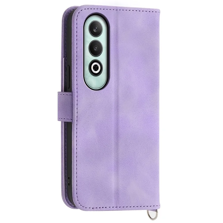 Per OnePlus Nord CE4 5G Custodia in Pelle Wallet Cover Telefonica con Cinturino per Polso e Tracolla - Viola Chiaro