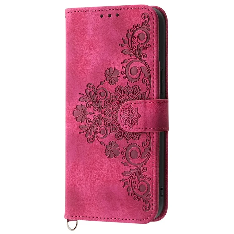 For Samsung Galaxy M55 5G / C55 5G / F55 5G Case Card Slots Wallet Leather Phone Cover with 2 Straps - Wine Red