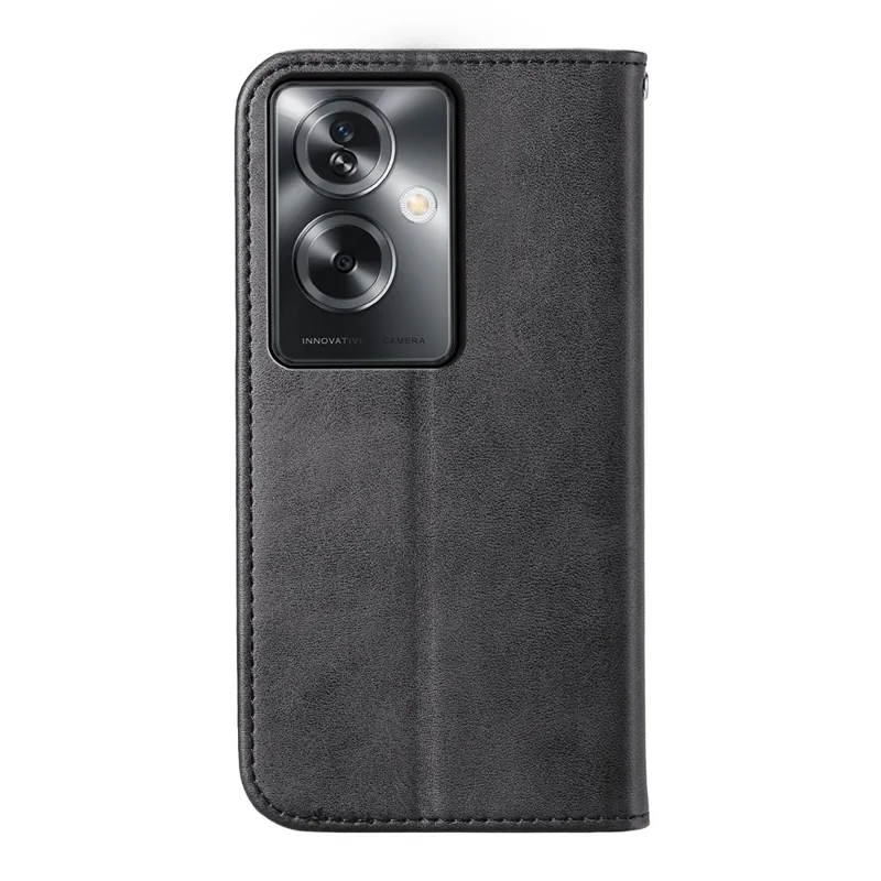 For Oppo A2 5G / A79 5G Case PU Leather Rhombus Imprinted Pattern Wallet Phone Cover - Black