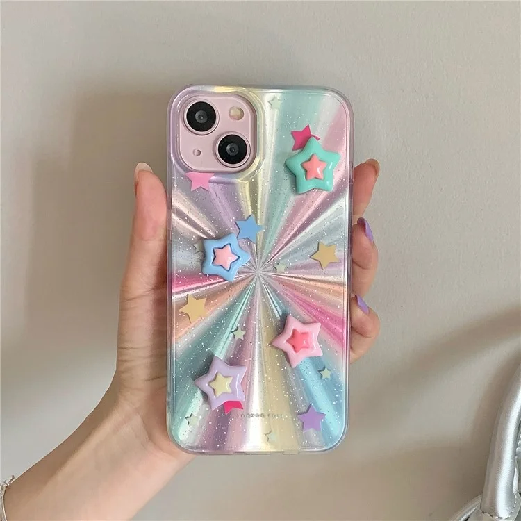 For iPhone 14 Case Colorful Five-pointed Star Phone Protective Cover Anti-fall Fashion Phone Shell