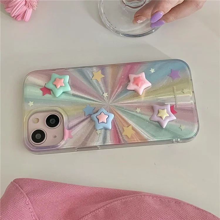 For iPhone 14 Case Colorful Five-pointed Star Phone Protective Cover Anti-fall Fashion Phone Shell