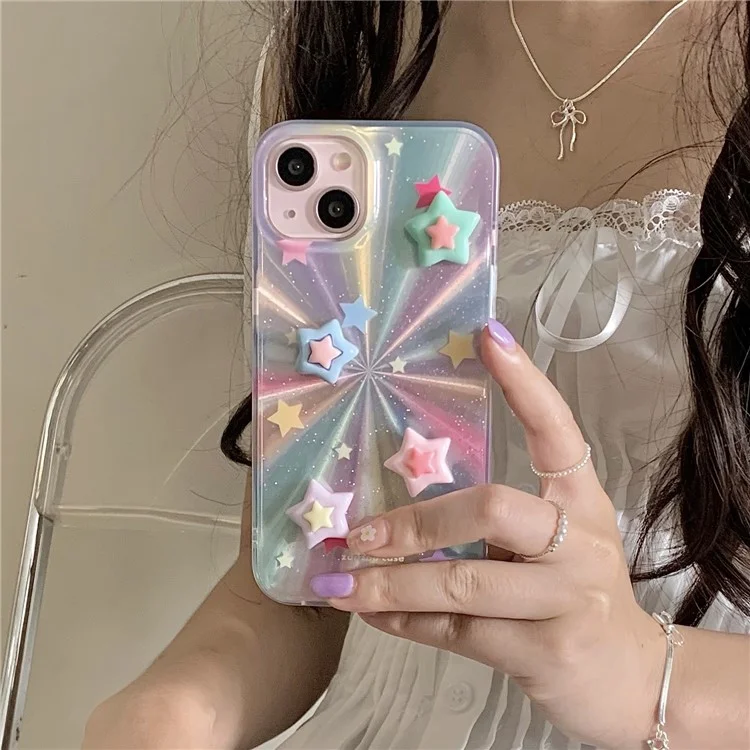 For iPhone 14 Case Colorful Five-pointed Star Phone Protective Cover Anti-fall Fashion Phone Shell