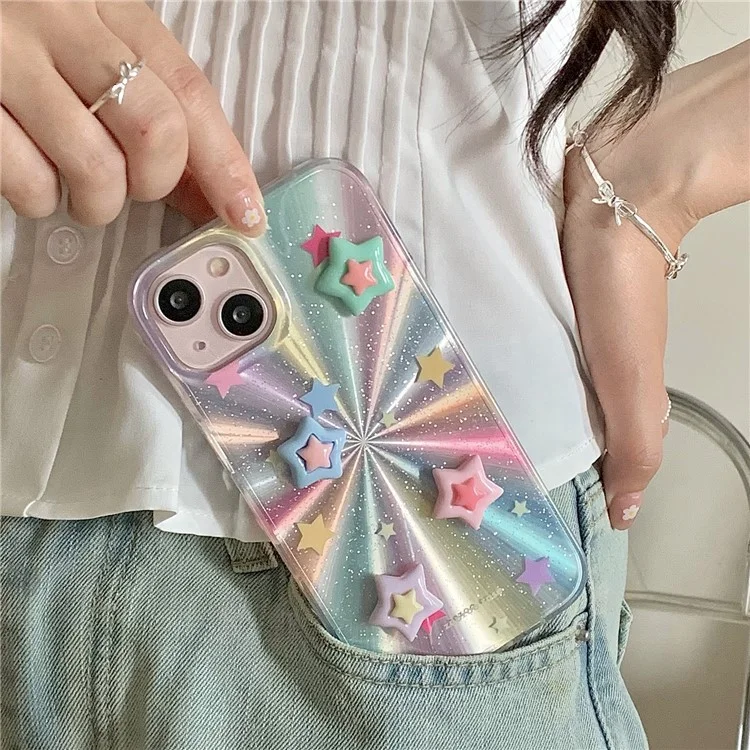 For iPhone 14 Case Colorful Five-pointed Star Phone Protective Cover Anti-fall Fashion Phone Shell