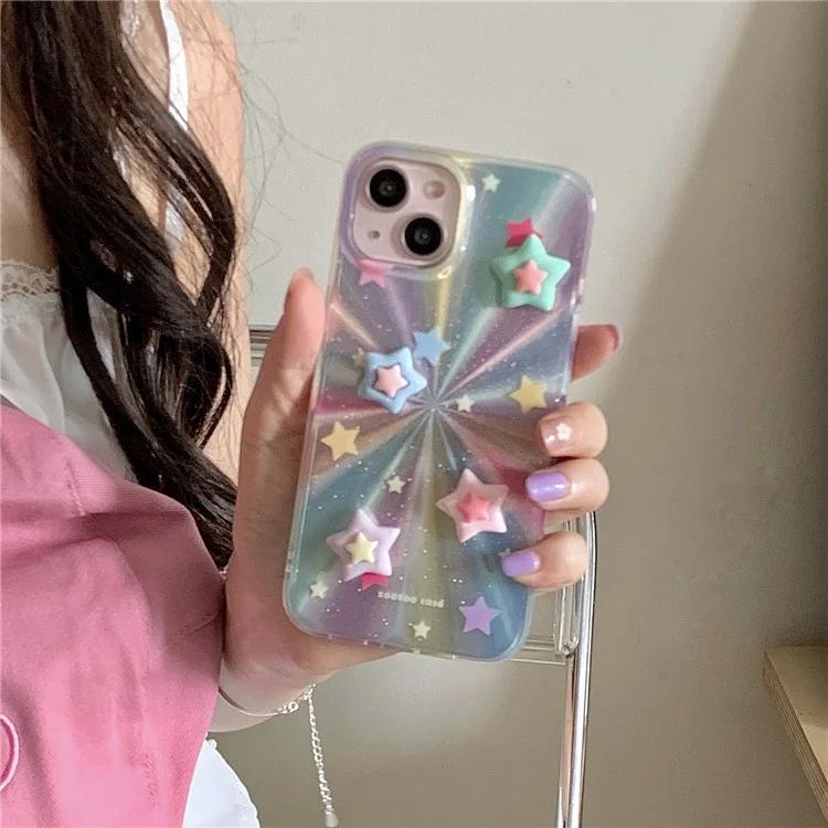 For iPhone 14 Case Colorful Five-pointed Star Phone Protective Cover Anti-fall Fashion Phone Shell