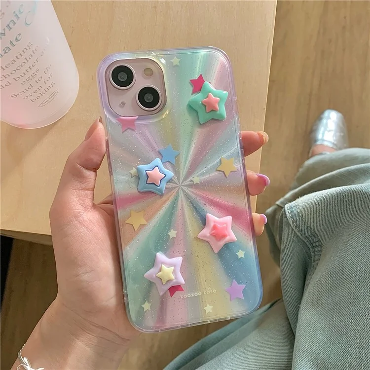 For iPhone 14 Case Colorful Five-pointed Star Phone Protective Cover Anti-fall Fashion Phone Shell