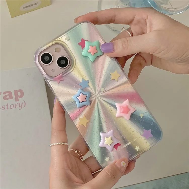 For iPhone 14 Case Colorful Five-pointed Star Phone Protective Cover Anti-fall Fashion Phone Shell