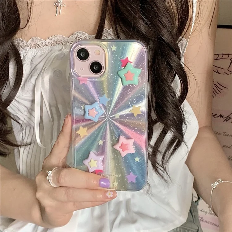 For iPhone 14 Case Colorful Five-pointed Star Phone Protective Cover Anti-fall Fashion Phone Shell