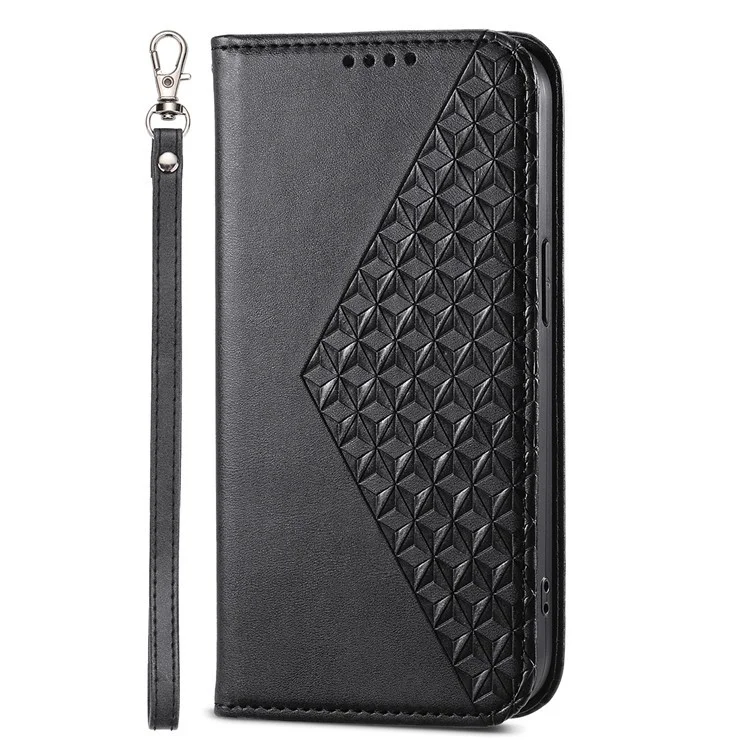 Pour Samsung Galaxy M15 5G / F15 5G Étui de téléphone en gros en cuir PU à motif en losange imprimé - Noir