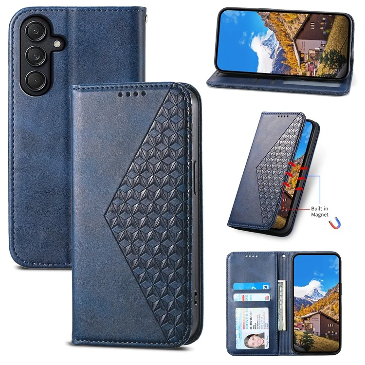 For Samsung Galaxy M55 5G / C55 5G / F55 5G Case PU Leather Wallet Phone Cover Mobile Accessories Wholesale - Blue