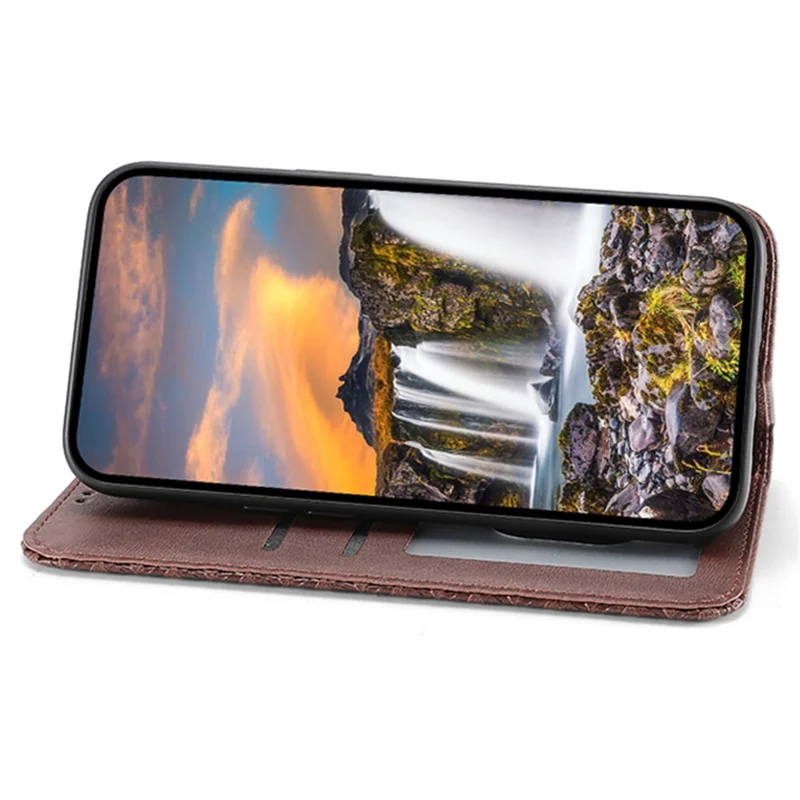For Realme 12 5G / 12x 5G Case Rhombus Imprinted Leather Cell Phone Cases   - Brown