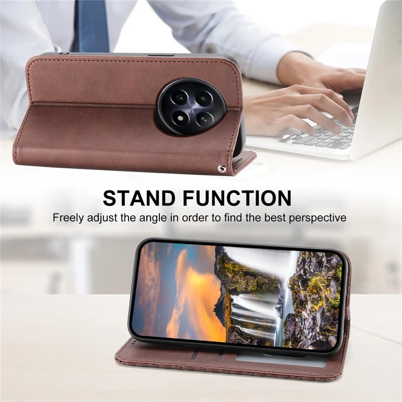 For Realme 12 5G / 12x 5G Case Rhombus Imprinted Leather Cell Phone Cases   - Brown