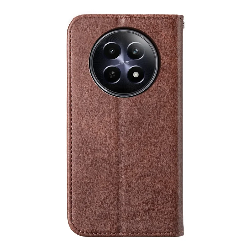 For Realme 12 5G / 12x 5G Case Rhombus Imprinted Leather Cell Phone Cases   - Brown