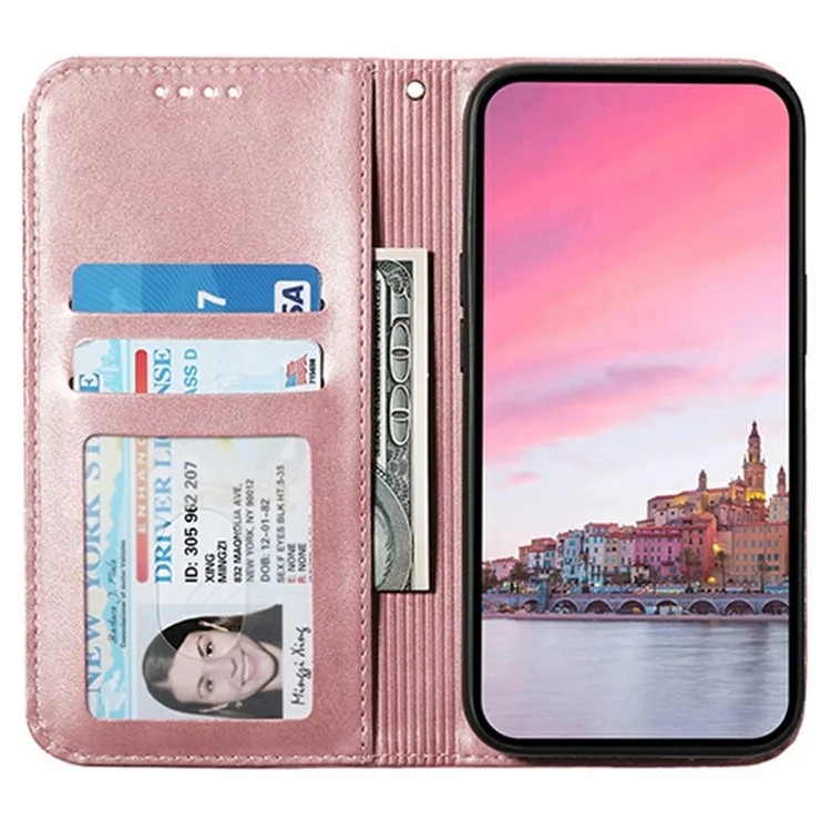 For Realme 12 4G / 12+ 5G / Narzo 70 Pro 5G Wallet Case PU Leather Phone Cover Mobile Accessories Wholesale - Rose Gold