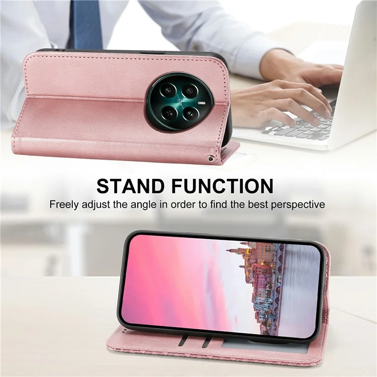 For Realme 12 4G / 12+ 5G / Narzo 70 Pro 5G Wallet Case PU Leather Phone Cover Mobile Accessories Wholesale - Rose Gold