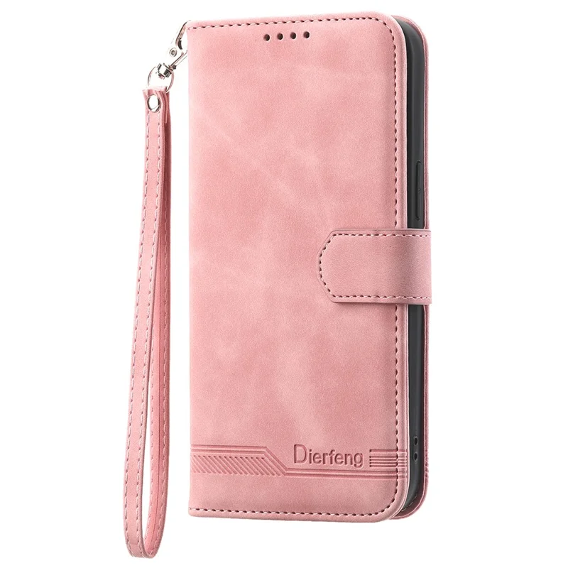 DIERFENG DF-03 Lederen Cover voor Samsung Galaxy M62 Hoes met Gestreepte Inprint Portemonnee Staander - Roze