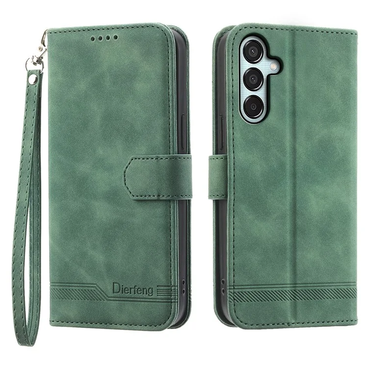 DIERFENG DF-03 Flip Stand Cover for Samsung Galaxy M15 5G / F15 5G Cases Imprinted Card Holder Shell - Green