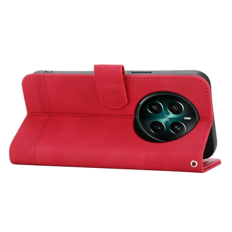 DIERFENG DF-03 For Realme 12 4G / 12+ 5G / Narzo 70 Pro 5G Case Imprinted Wallet Phone Cover with Hand Strap - Red