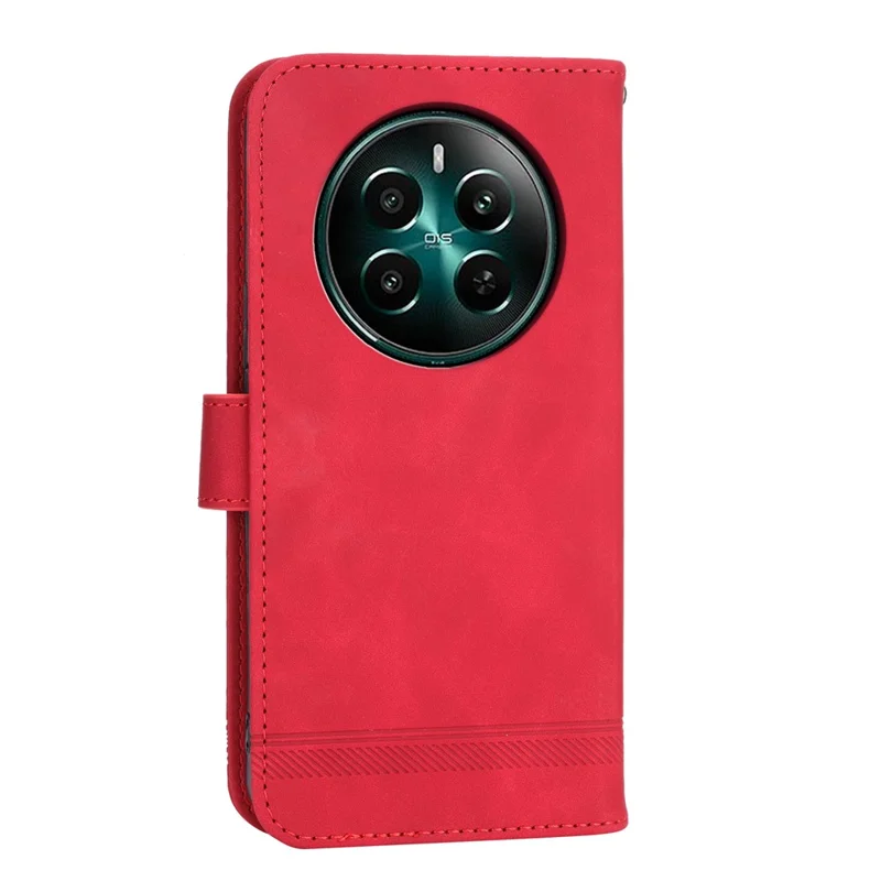 DIERFENG DF-03 For Realme 12 4G / 12+ 5G / Narzo 70 Pro 5G Case Imprinted Wallet Phone Cover with Hand Strap - Red
