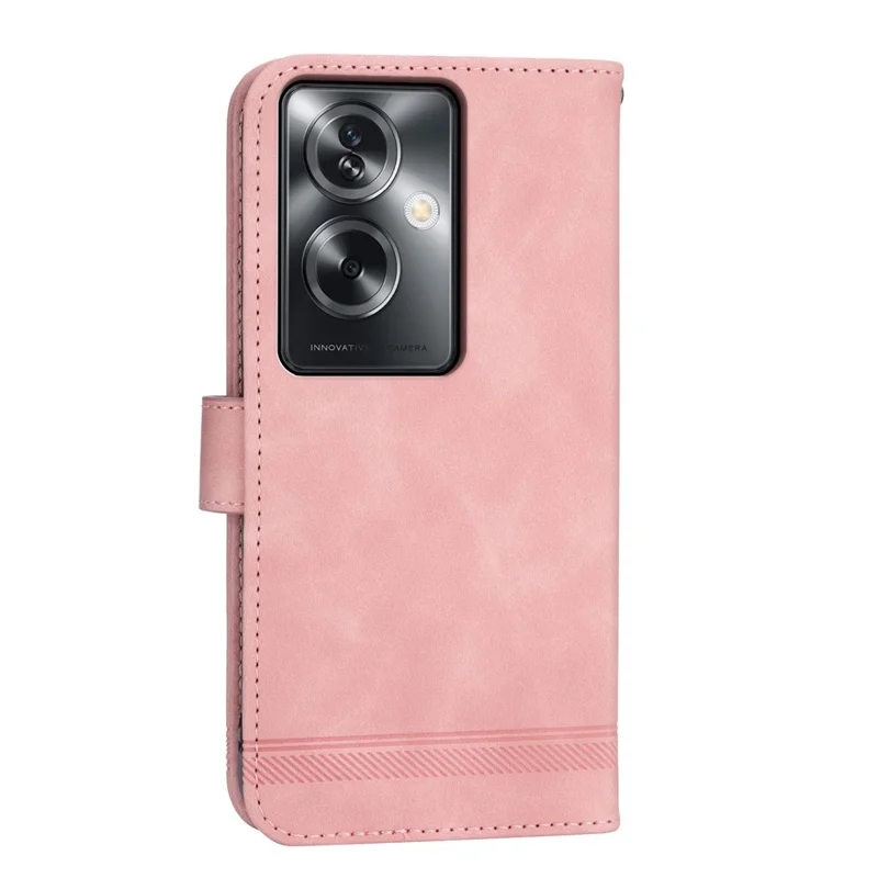 DIERFENG DF-03 Phone Stand Cover for Oppo A2 5G / A79 5G Shell Lines Imprinted Leather Case - Pink