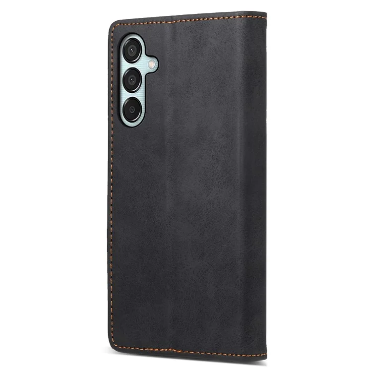 DF-05 Para Samsung Galaxy M15 5G / F15 5G Capa de Couro PU Magnética Oculta Folio Phone Cover - Preto